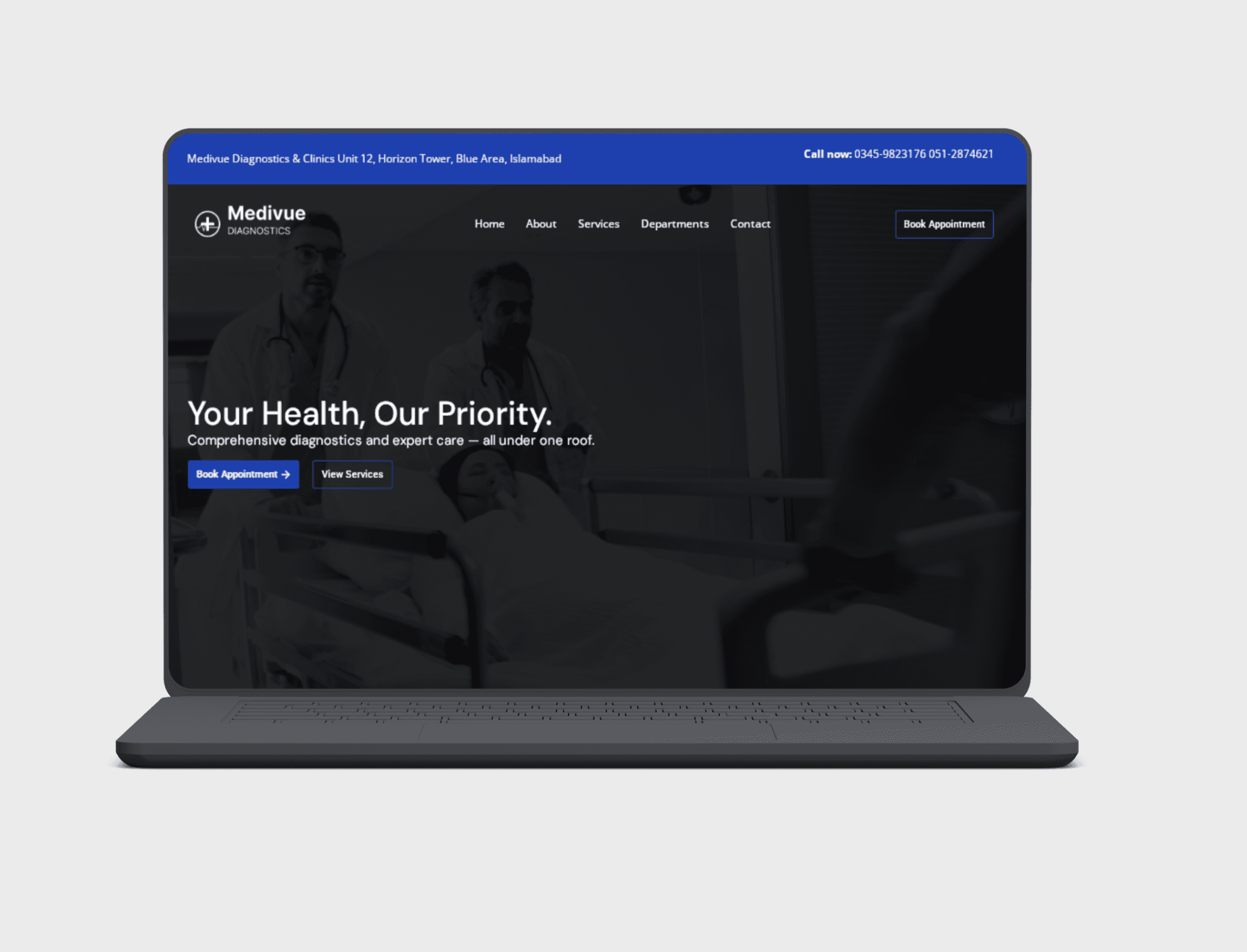 Medivue Diagnostics redesigned homepage